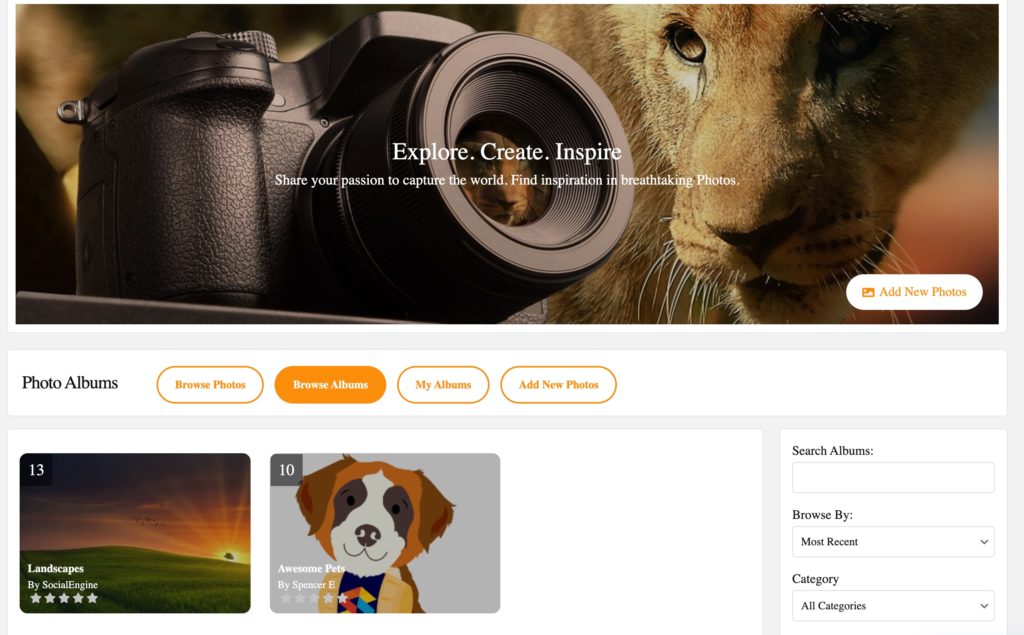 SocialEngine PHP managed sunshine theme landing photo