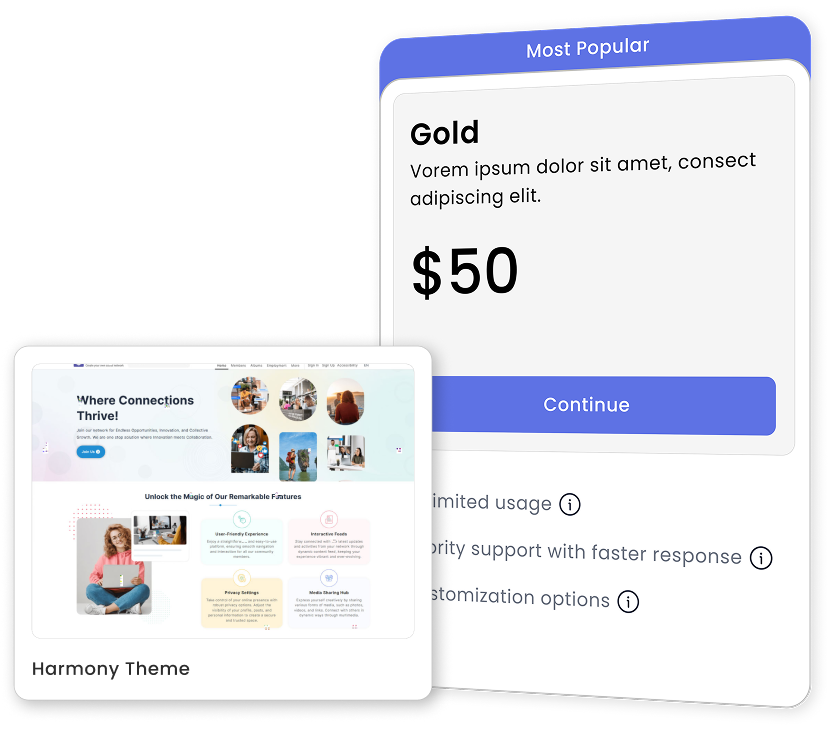SocialEngine packages and themes preview