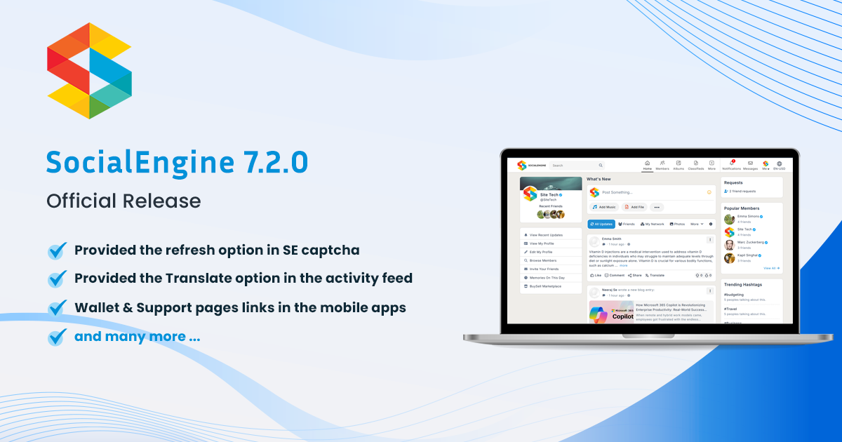 Exciting news SocialEngine PHP 7.2.0 is now released