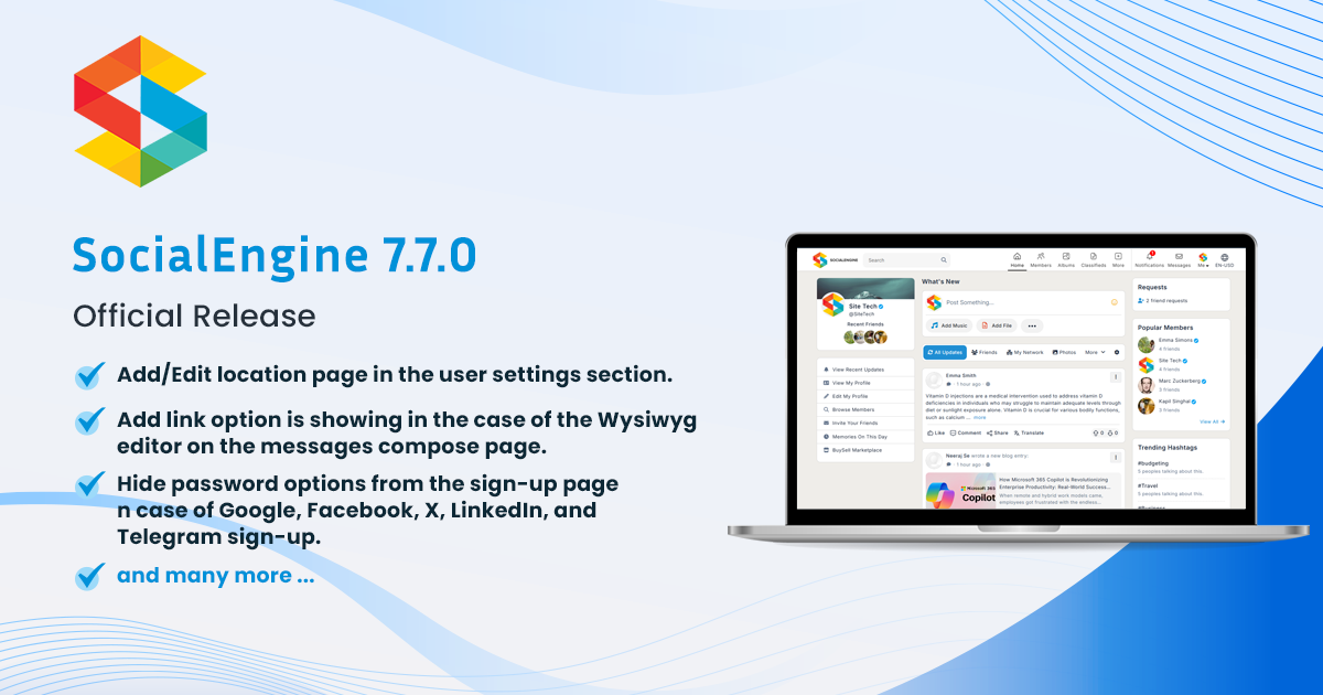 SocialEngine Self-Hosted 7.7.0 is now released