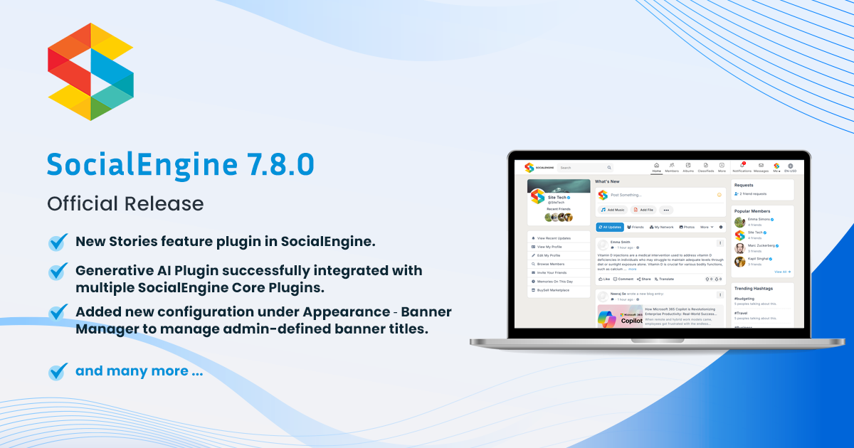 SocialEngine Self-Hosted 7.8.0 Release