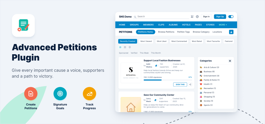 Advanced Petitions Plugin