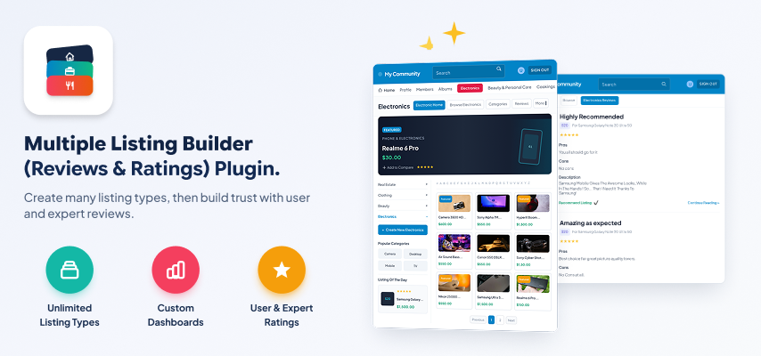Multiple Listing Builder (Reviews & Rating) Plugin