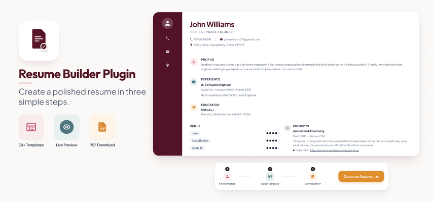 Resume Builder Plugin