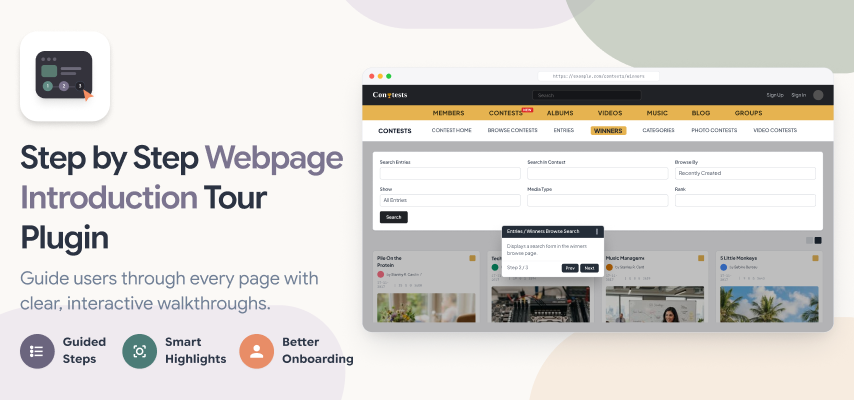 Step by Step Webpage Introduction Tour Plugin